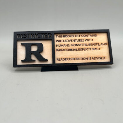 restricted bookshelf sign