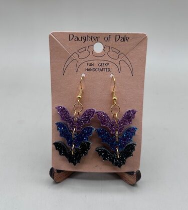 glitter bat earrings